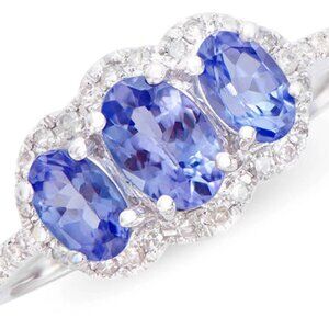 Certified Natural Tanzanite Diamond 14K Designer Ring